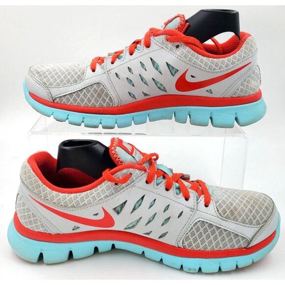 Nike Flex 2013 Run Style 580440-016 Gray Turquoise/Orange Shoes Women's 7.5 - Picture 9 of 14
